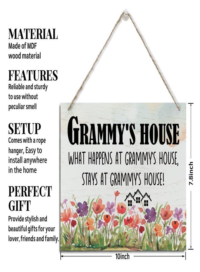 BQL Rustic Sign, Mother's Day Gift, Grandma's Gift, Mom's Gift, Hanging Printed Wood Wall Art Sign Decor, Grammy's House What Happens At Grammy's House, Stays At Grammy's House, Sign Gift for Grandma - Image 2